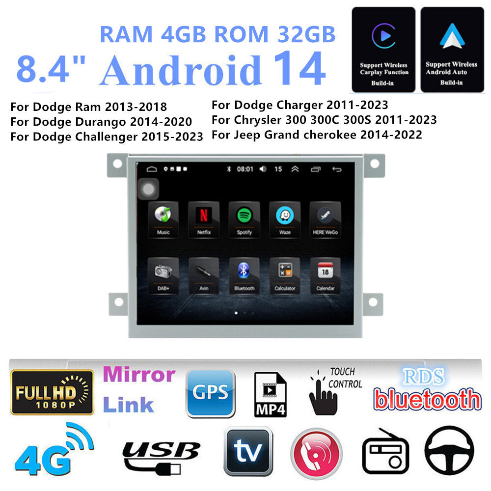 8.4 for Dodge for Charger for Challenger CarPlay Android Auto Radio Stereo NAV GPS WIFI