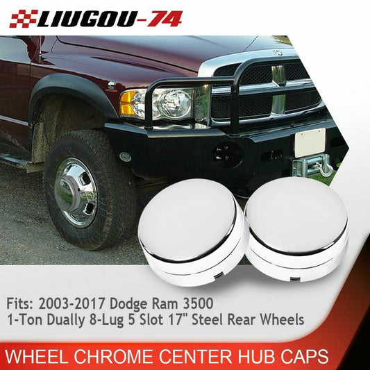 Suitable for 2003-17 for Dodge for RAM 3500 1-TON Dual 2X Rear Wheel Chrome Center Hub Cap