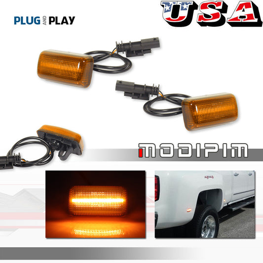 2-Piece Amber Lens LED Side Marker Lighting Kit for 2015 and Later for Chevrolet for GMC 2500HD 3500HD