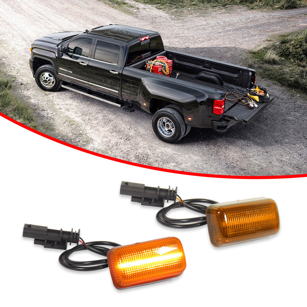2-Piece Amber Lens LED Side Marker Lighting Kit for 2015 and Later for Chevrolet for GMC 2500HD 3500HD