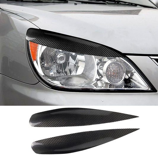 Carbon Fiber Headlight Eyelids Eyebrow Trim for Mitsubishi Lancer Ralliart 04-06