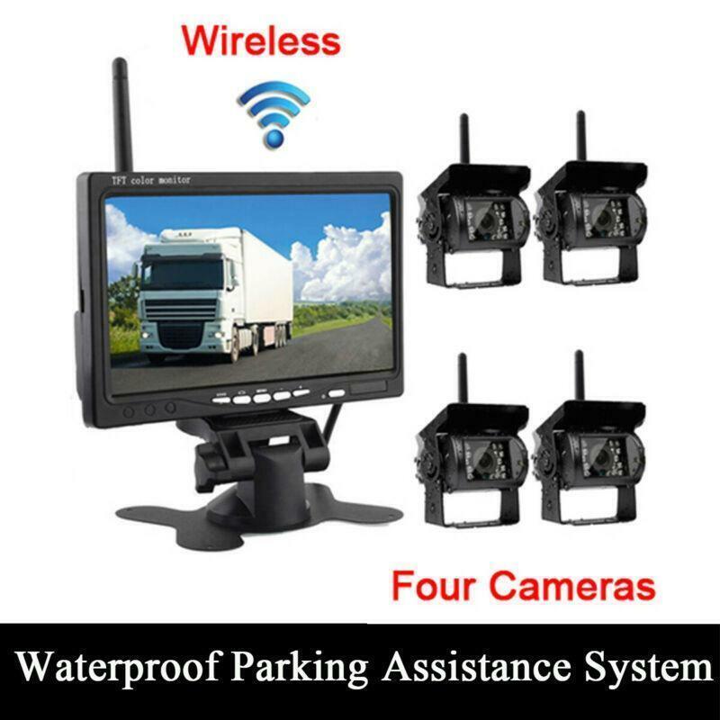 Cameras7Wireless 4 Backup Monitor Parking Assistance System For RV Truck Bus