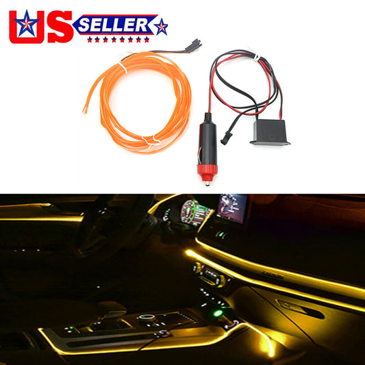 6.5TF Car Interior LED Neon Light Decor Atmosphere El Wire String Lamp Yellow