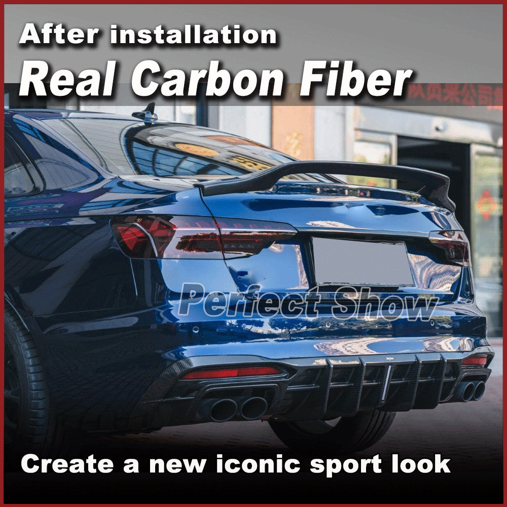 for Audi A4 B9 B9.5 Sline S4 Sedan 2017-2023 REAL Carbon Rear Trunk Spoiler Wing
