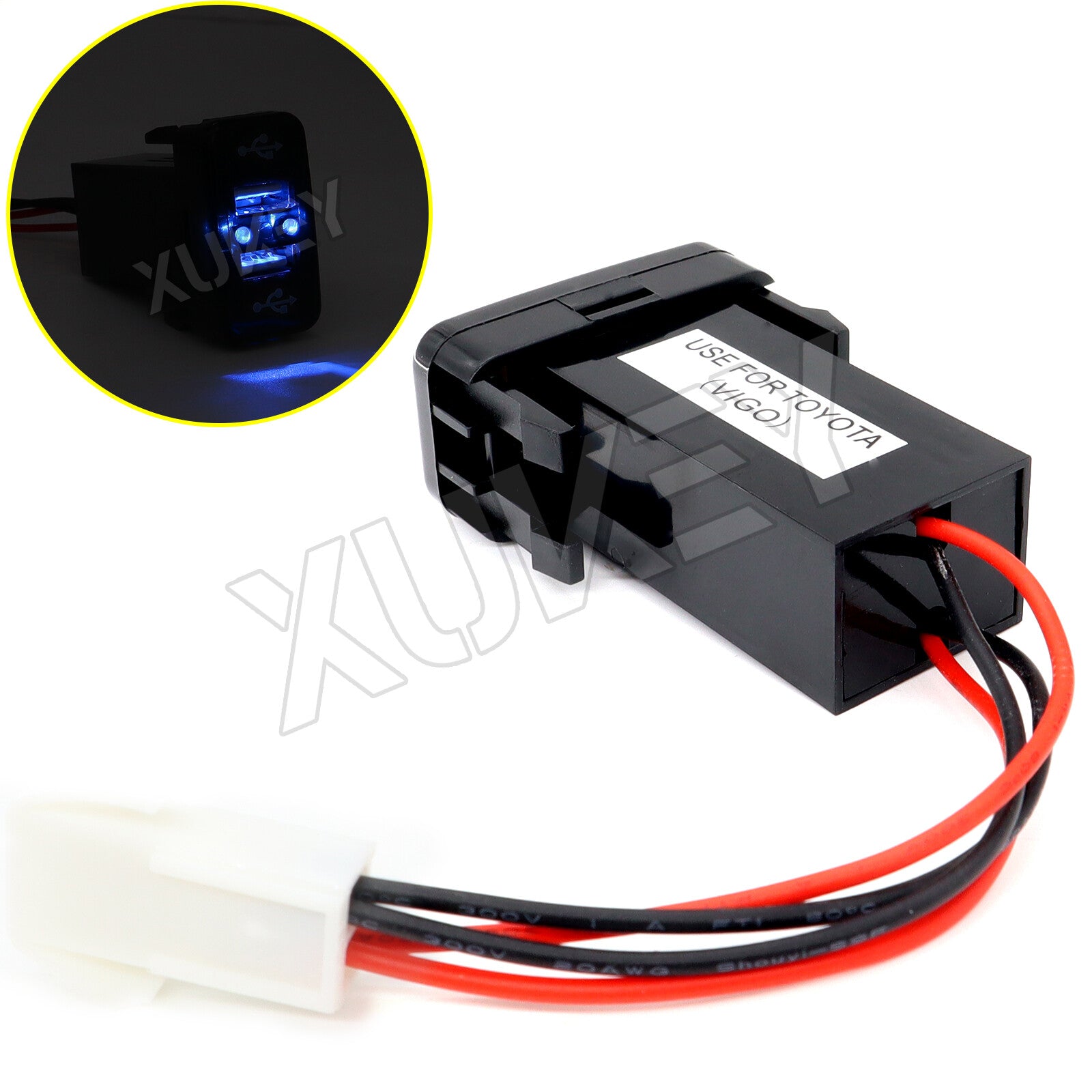 12V 3.1A Car Dual USB Charger Female Light Built-in Outlet for Toyota Hilux