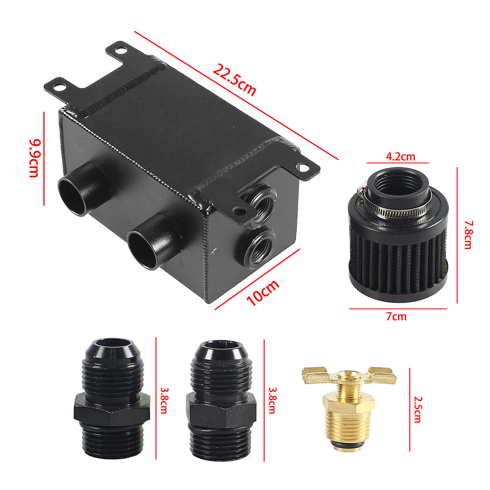 Oil Catch Can Tank Reservoir Tank 2 Air Filters Twin Baffle Dual Filter Engine