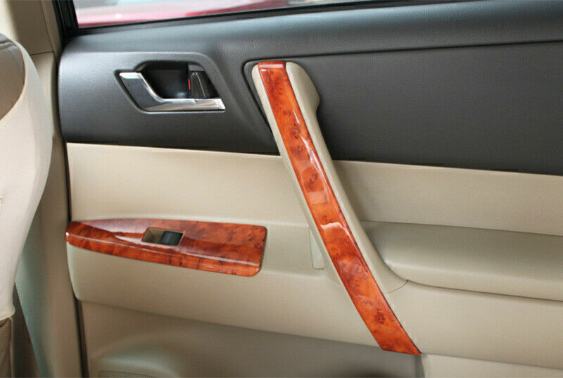 for Toyota Highlander 2008-13 4P Peach Wood Grain Inner Door Armrest Strip Trim