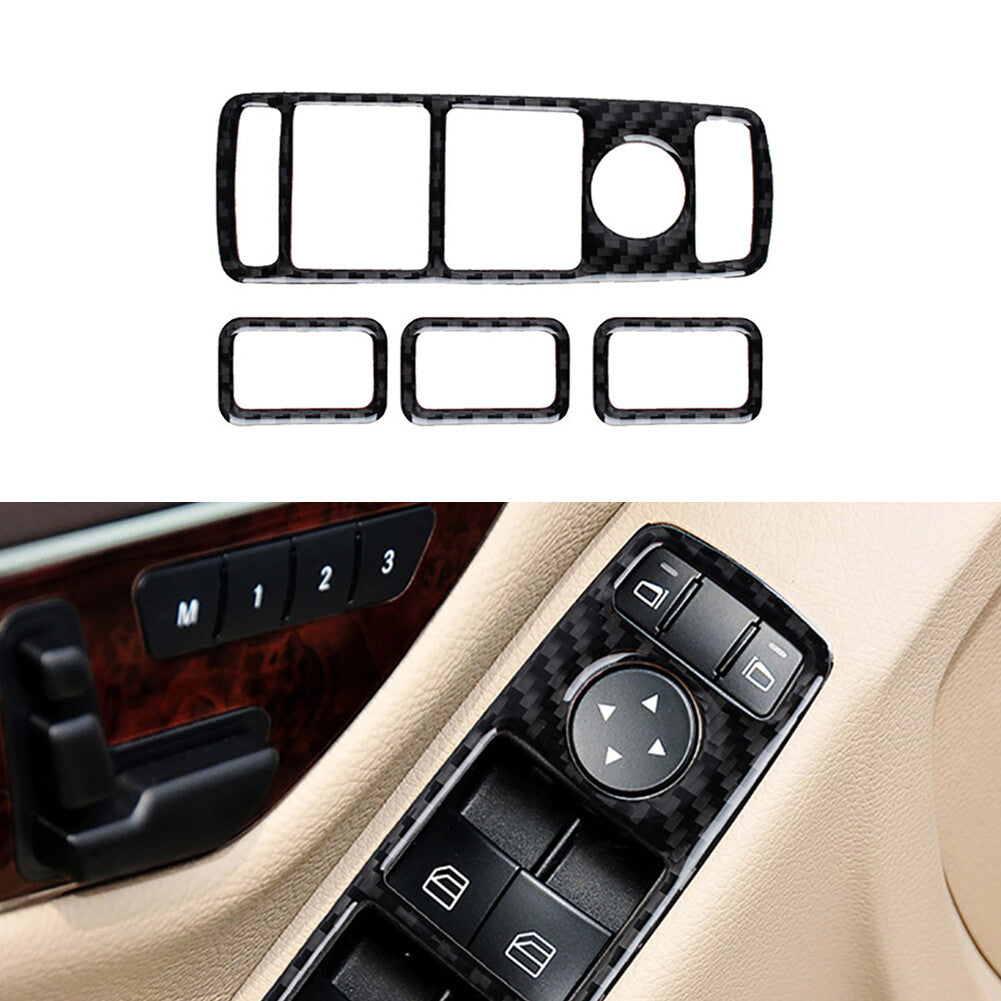 4 x carbon fiber window panel trim for Mercedes-Benz W204 2007-2014