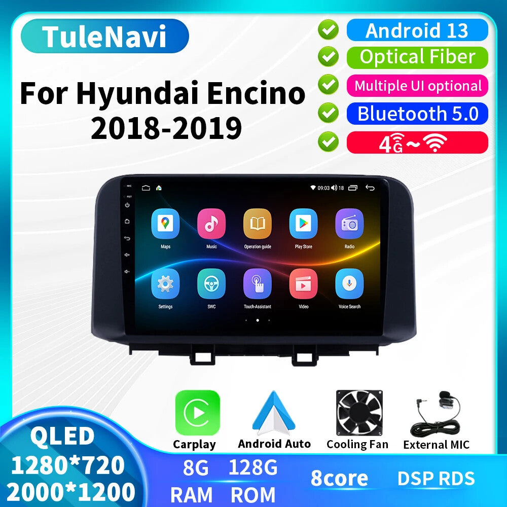 Android Auto Car Radio CarPlay for Hyundai Encino Kona 2018-2019 GPS Navi Screen
