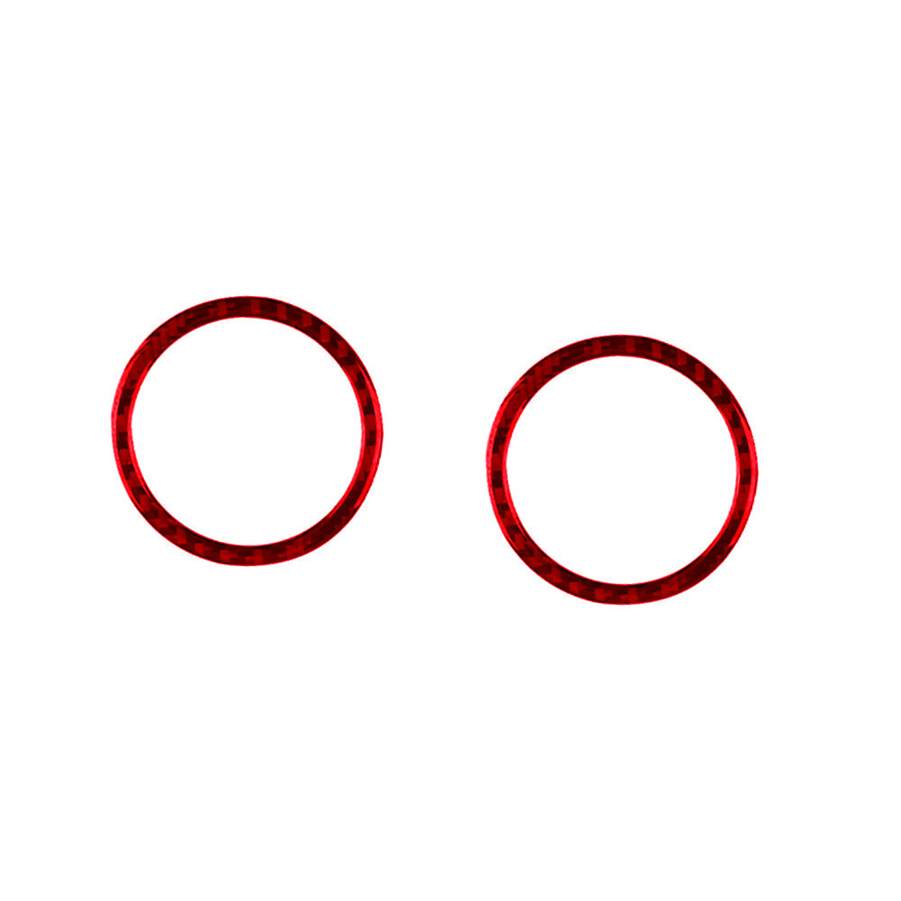 Red 2X Dashboard Air Vent Ring Trim Cover Carbon Fiber for VW Touareg 2011-2018