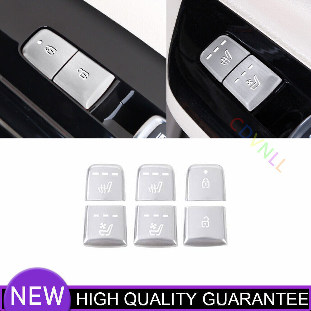 for Seat Door Lock Button Sticker Decor for Kia Carnival 22-2024 Silver Aluminum