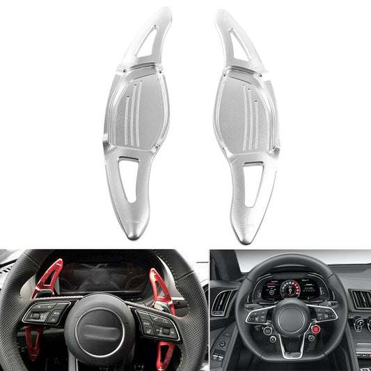 Silver Steering Wheel Paddle Shifter Cover Trim Fit for Audi R8 RS3 RS4 RS5 TT RS