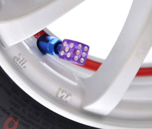 4pcs Clear Purple Dice Tire/Wheel Air Stem Valve Caps for Car Truck Hot Rod