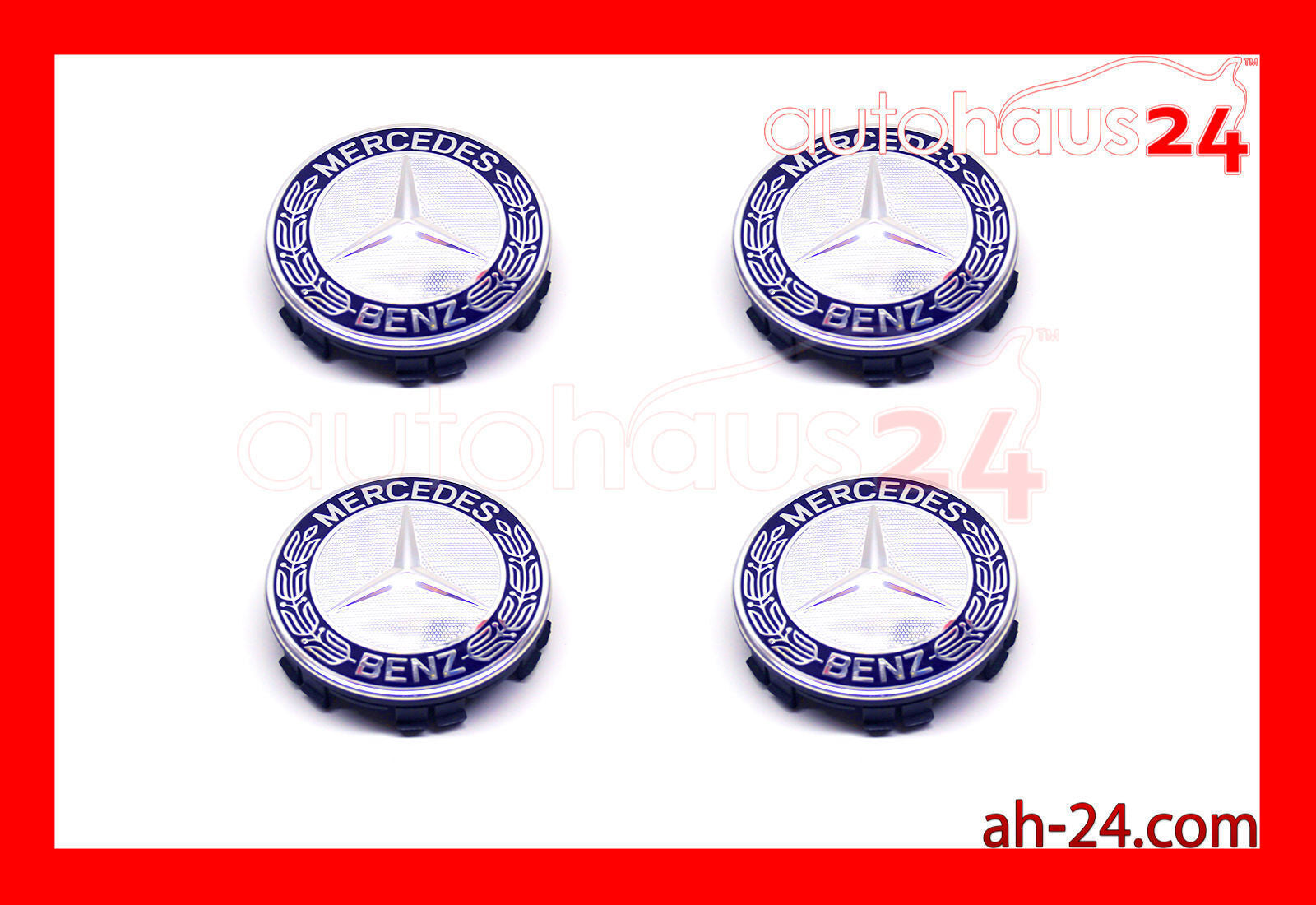 for MERCEDES center hubcaps for alloy wheels, 4-piece set.
