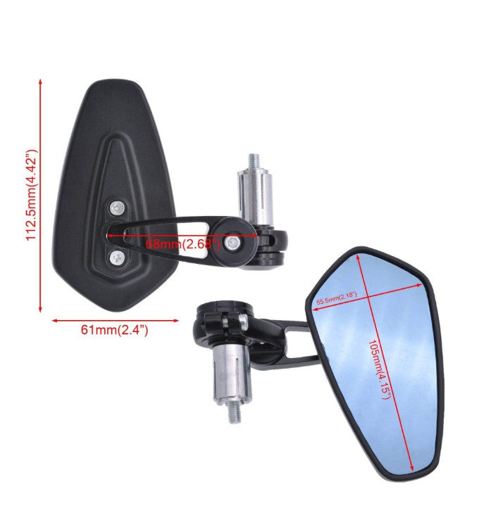1 Pair 7/822mm Motorcycle Rear View Black Handle Bar End Side Rearview Mirrors