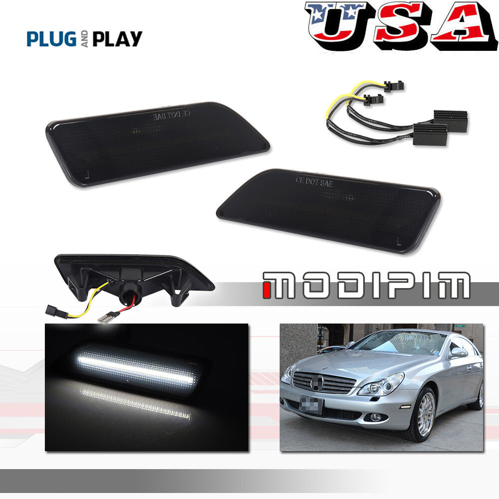 Suitable for 2006-11 for Benz W219 CLS class smoked white LED front corner side marker lights.
