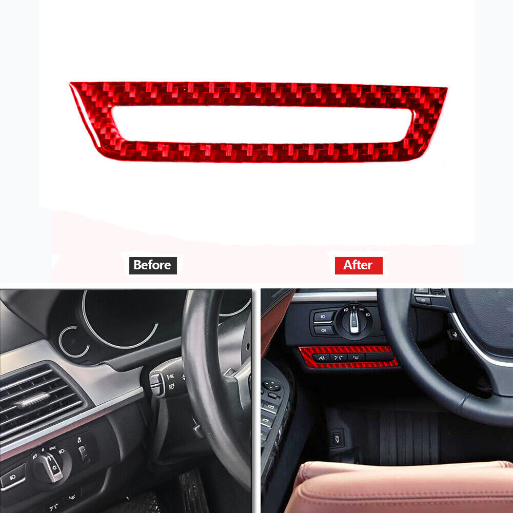 Red carbon fiber light control trim for BMW 6 Series F12 F13 2011-2018