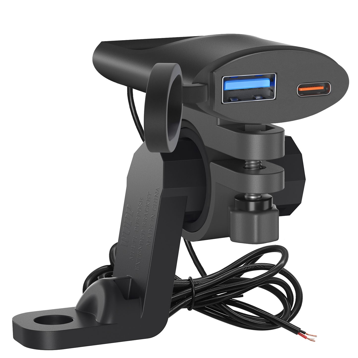 Cell Phone GPS Handlebar Mirror Mount Holder USB Charger For Motorcycle Bike ATV