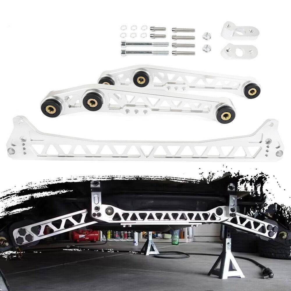 EG Silver Billet Lower Control Arm + Subframe Brace For 92-95 for Civic /Del Sol