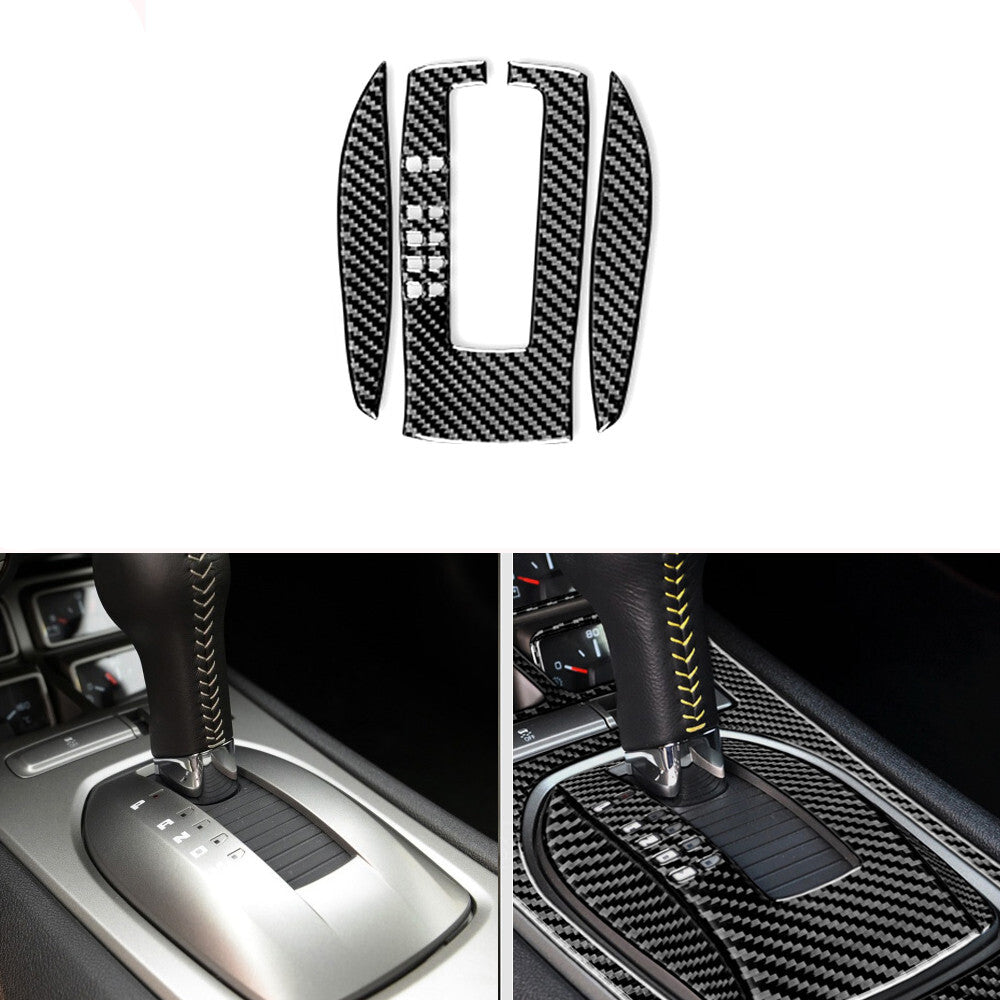 Carbon Fiber Interior Gear Shift Panel Cover Trim for Chevrolet Camaro 2010-2015