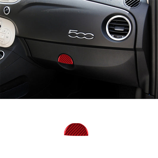 Red carbon fiber glove compartment handle trim for 2012-2015 for Fiat 500