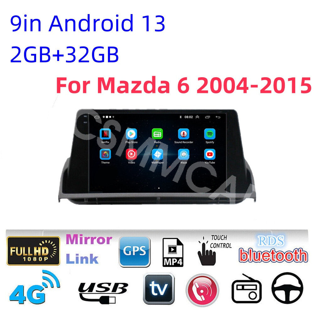For Apple CarPlay Fit for Mazda 6 2004-2015 Android 13 Car Stereo Radio GPS WIFI