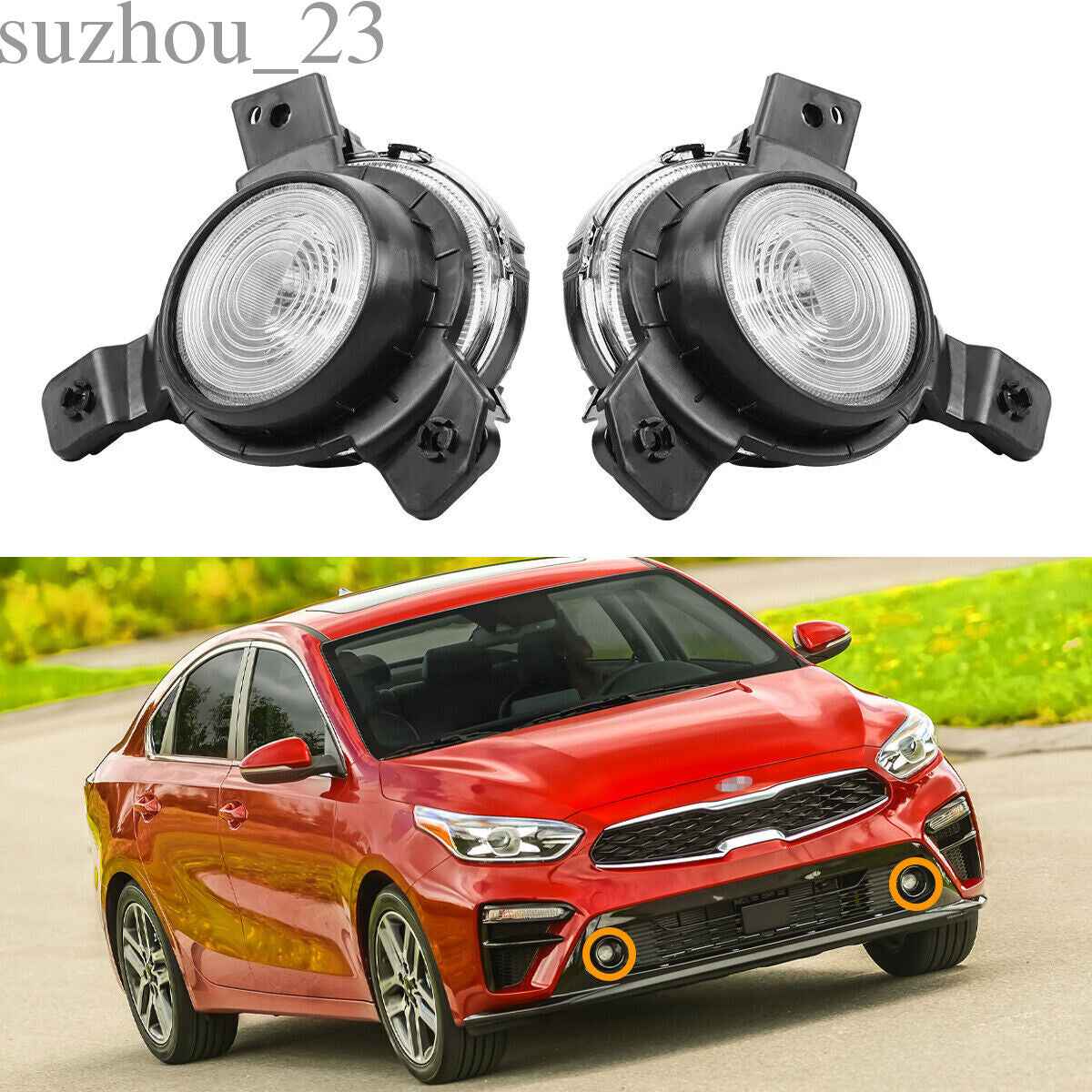 for Kia Forte 2019-2021 Fog Light Lamp Assembly Front Lower Grille Lamp Pair