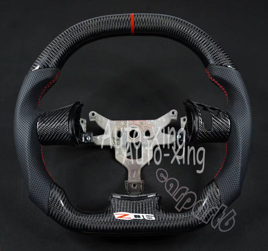 Trim+C6 Real Carbon Fiber Steering Wheel Fits for Corvette C6 ZR1 Z06 2006-2013