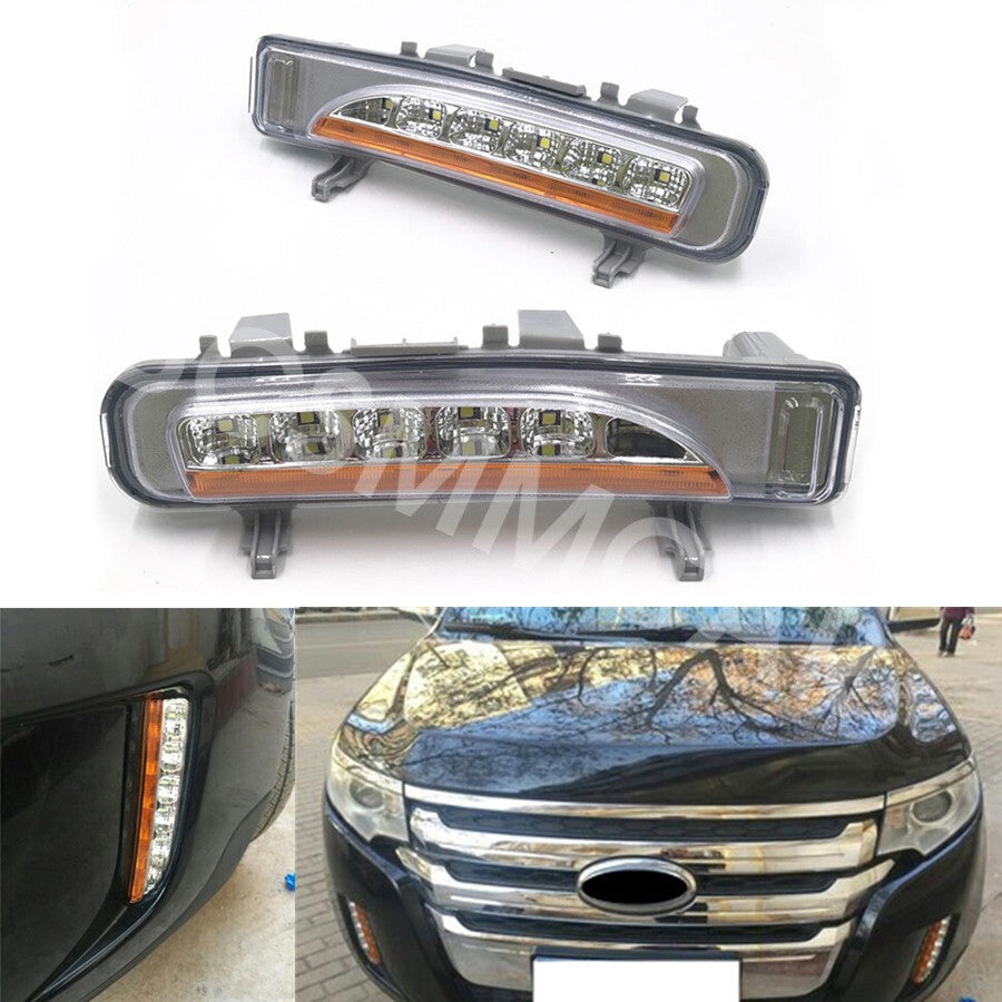 Car LED Fog Lights Daytime Running Turn Signal Lamps Fit for Ford Edge 2011-2014