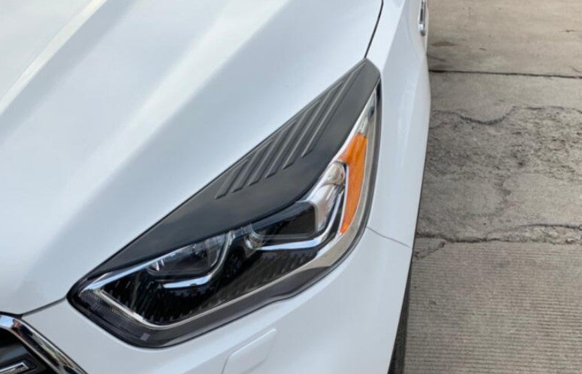 2X Glossy Black Front Headlight Eyebrows Cover Trim for Ford Escape Kuga 17-2019