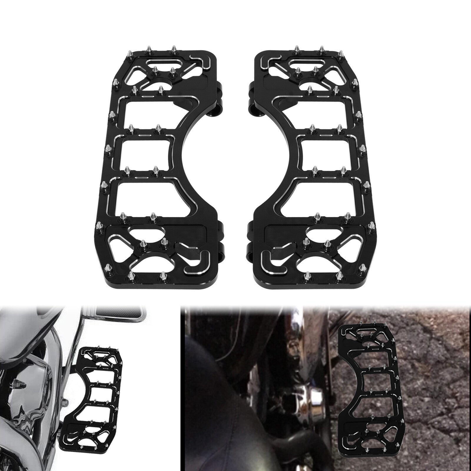 Black MX Anti-Skid Foot Pegs Floorboard for Harley Touring Electra Road Glide