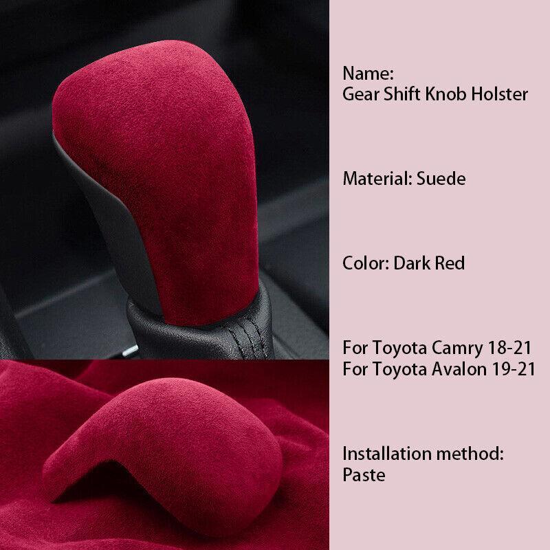 Dark Red Suede Central Console Gear Shift Knob Trim for Toyota for Avalon 2019-2021