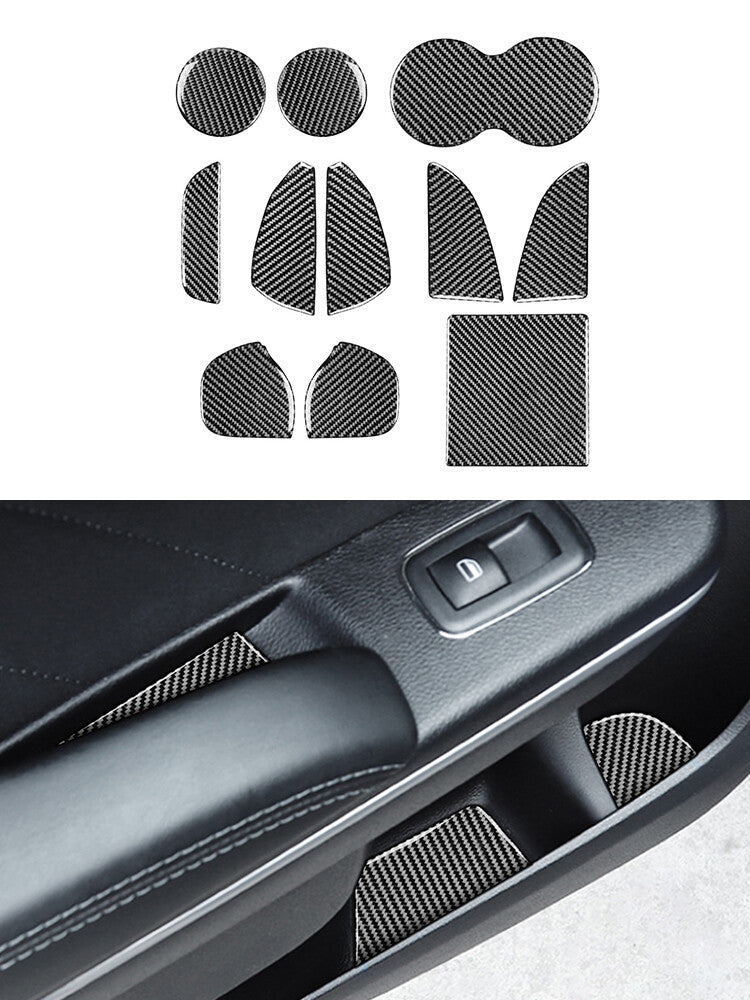 11Pcs Door Slot Pad Trim Cover Decor Carbon Fiber for Dodge for Challenger 2015-2020