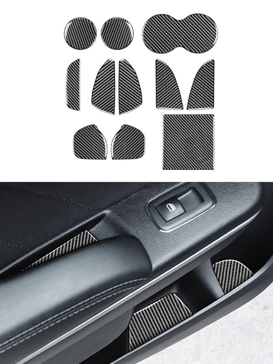 11Pcs Door Slot Pad Trim Cover Decor Carbon Fiber for Dodge for Challenger 2015-2020