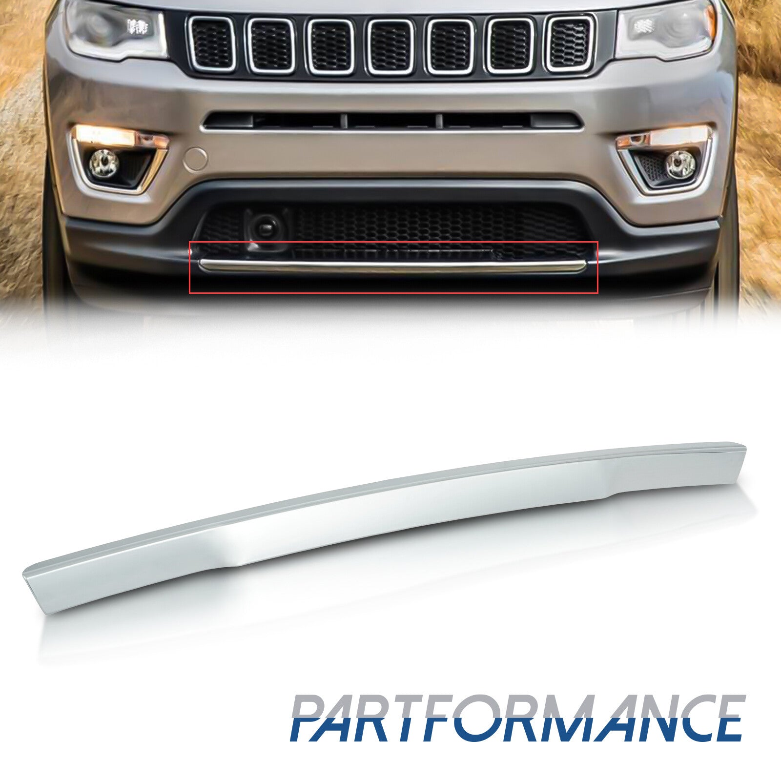 Front bumper trim molding for 2017-2021 for Jeep Compass decal chrome 5YH40LS1AB