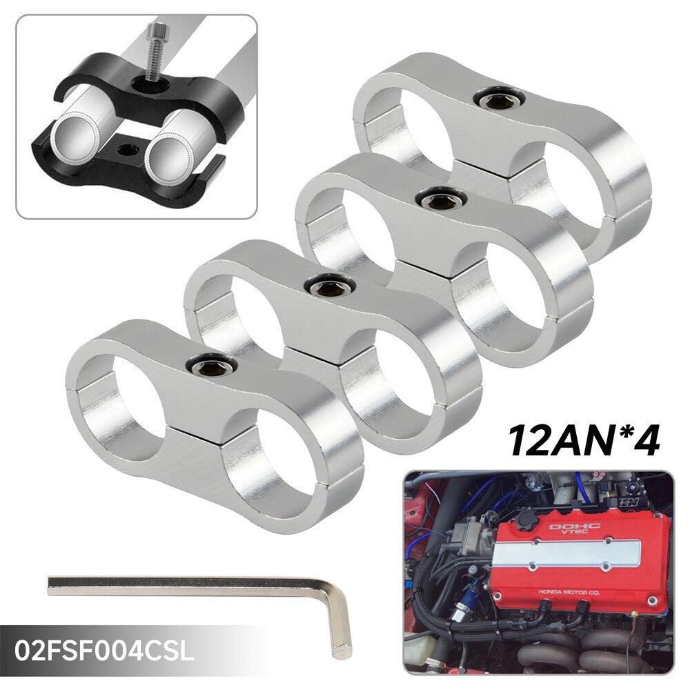 4PCS AN12 BRAIDED FUEL OIL WATER HOSE LINE SEPARATOR 24MM 15/16 12AN SILVER