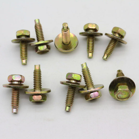 10 Body Bolts 1/4-20 X 7/8 3/4 Washer O.D. 7/16 Hex Head With Dog Pt for Ford