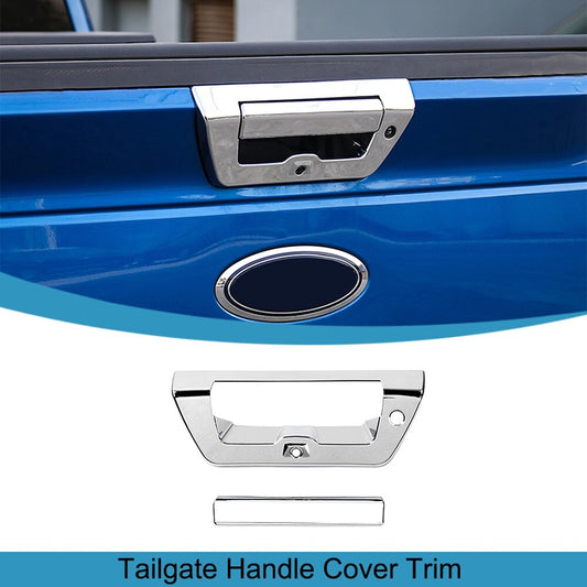 2PCS Chrome Tailgate Door Handle Cover Trim Decor Bezel for Ford F150 2015-2020