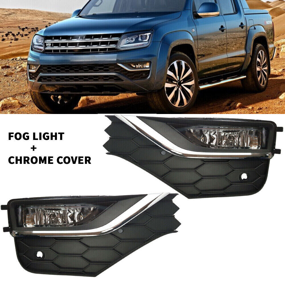 Set Front Bumper Fog Light Lamps Cover Bezel for Volkswagen Amarok 2016-2022