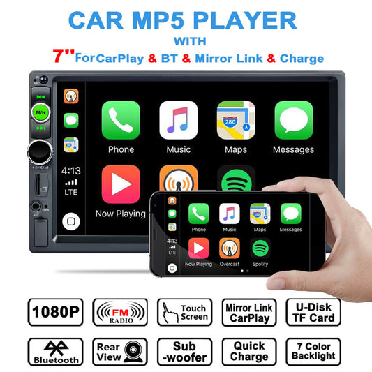7in Car Radio Autoradio Stereo Receiver Touch Screen Bluetooth MP5 For Carplay