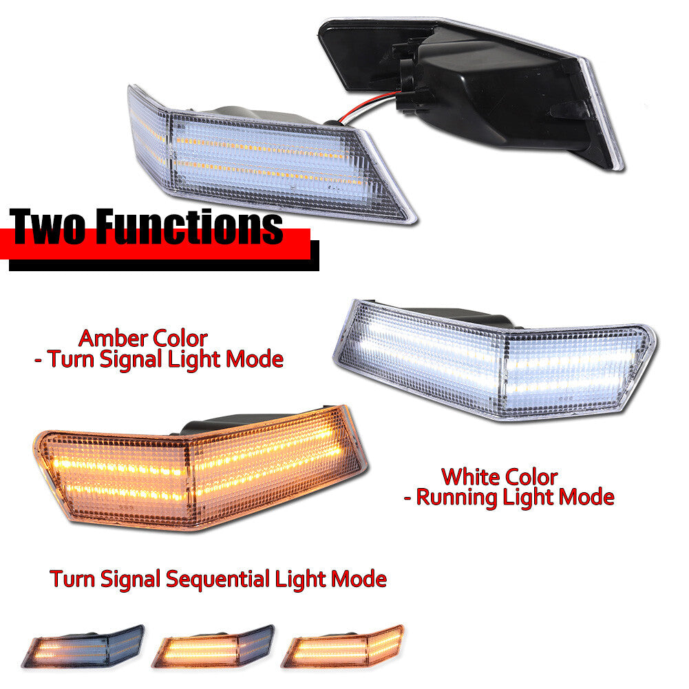 2-Pack Transparent Left and Right Corner Lights (DRL) Turn Signals for Jeep Patriot 2007-2017