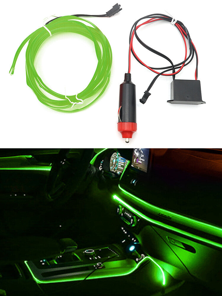 Car Indoor Atmosphere LED Light Strip Wire Lamp Decor Accessories Green 2M 12V