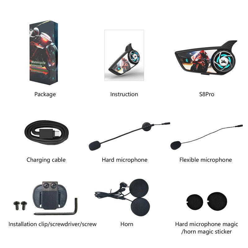 Motorcycle Bluetooth Intercom Helmet Headset Speaker Headphone Interphone Kit
