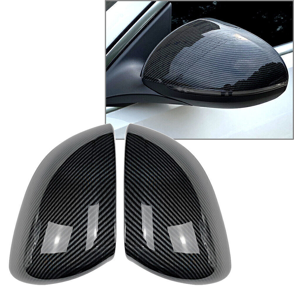 A pair of carbon fiber rearview mirror cap trims for the for Mercedes-Benz C-Class W206 BLK