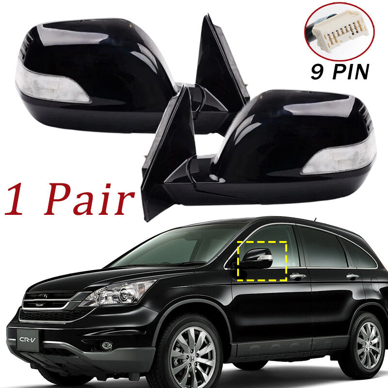 LHRH Black Door Side Mirror W/ Signal Light Heated 9PIN for HONDA CRV 2007-2011
