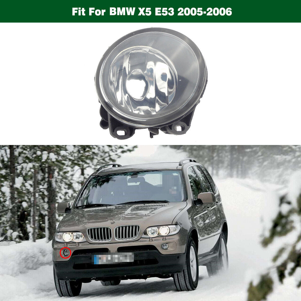 1Pcs Front Fog Light Driving Lamp Right 63176920886 Fit for BMW E53 X5 2005-2006