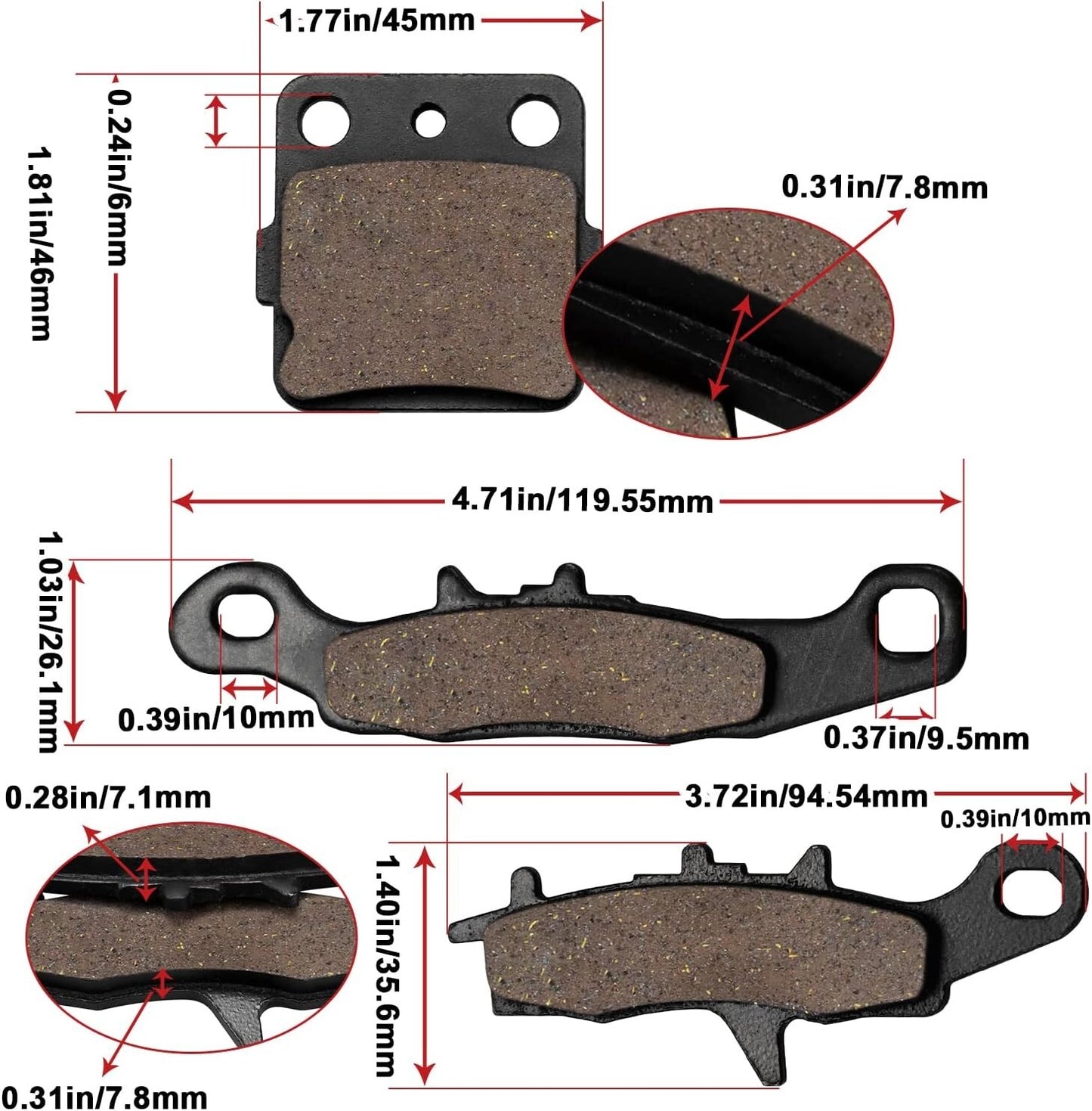 Brake Pads for Kawasaki KFX 450R KFX450R KSF450 2008 2009 2010 2011 2012 2013 14