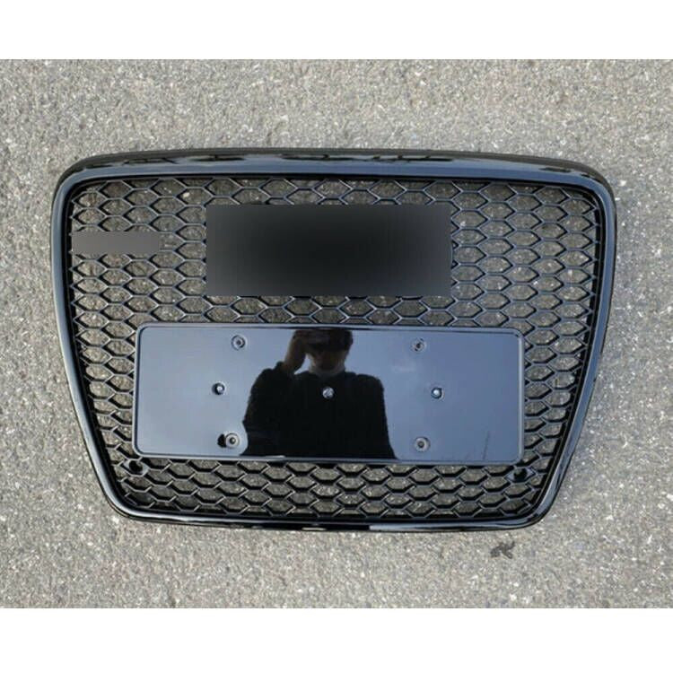 Front Bumper Grille Honeycomb Grill Fit for Audi A6 C6 2005-2011 RS6 Style Black