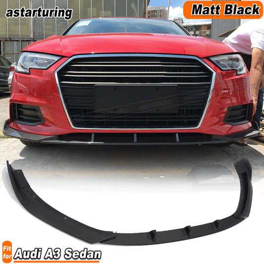 Fit for Audi A3 Sedan 2017-18 Matt Black Front Bumper Chin Lip Spoiler Splitter