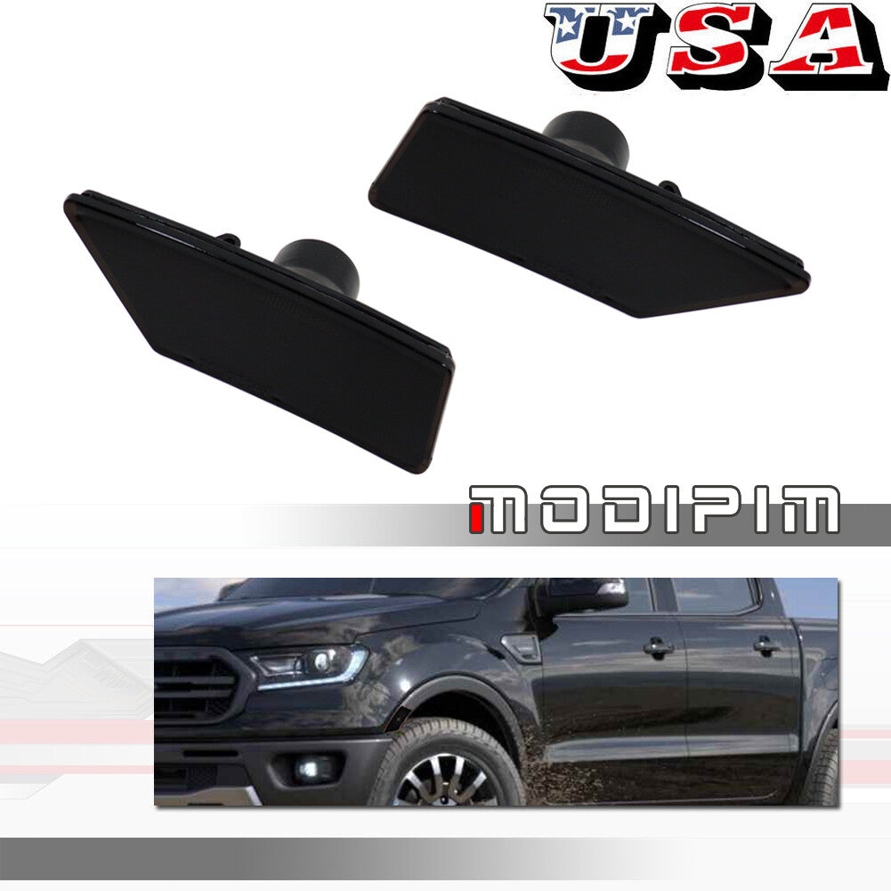 Black smoked lens front marker light housing cover for 19-21 for Ford Ranger